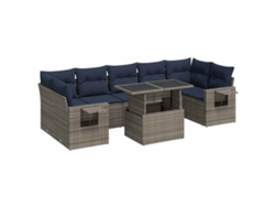 Maison Exclusive - Set Sofás Jardín Y Cojines 8 Pzas Ratán Sintético Acacia Gris