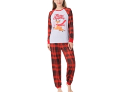 2026altiro-pijamas Navideños Familiares Estampado De Cuadros Manga Corta Cuello Elástico Talla Mujer Xl