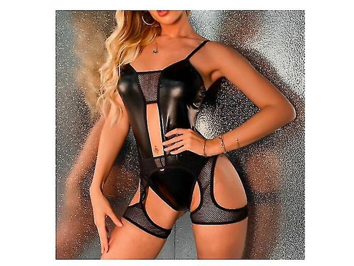 2026-body Suit Sexy De Cuero Pu Para Mujeres Con Ligas Teddy Lencería Catsuit Pijama Erotico Moda Cn