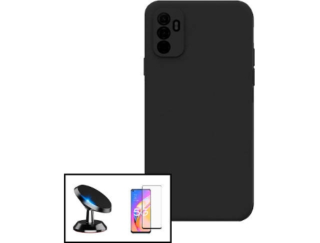 Kit Protector de Pantalla de Cristal Templado 5D Full Cover + Carcasa Silicona Líquido + Soporte Magnético de Coche para Oppo Reno5 Z PHONECARE Neg...