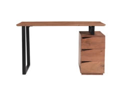 Escritorio de madera de acacia maciza y metal negro 3 cajones 130 cm HORACE MILIBOO