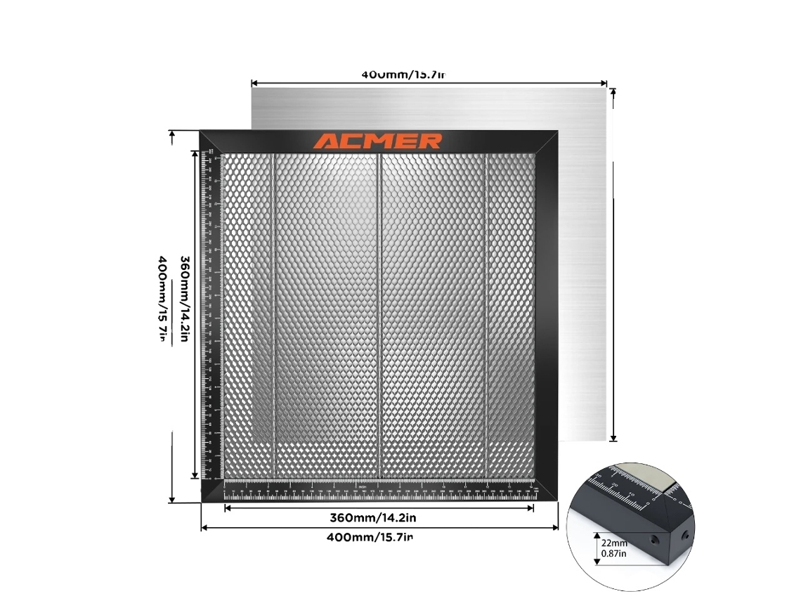 Mesa de trabajo láser de nido de abeja, estructura metálica resistente, disipación de calor eficiente, amplia compatibilidad, 400 mm x 400 mm OEM