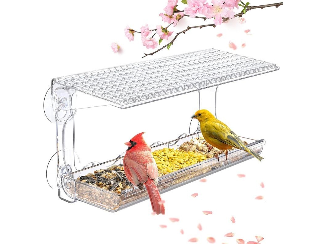 Comedero Para Pájaros De Ventana Con Ventosas Resistentes, Visión Clara, Para Jardín Y Patio.