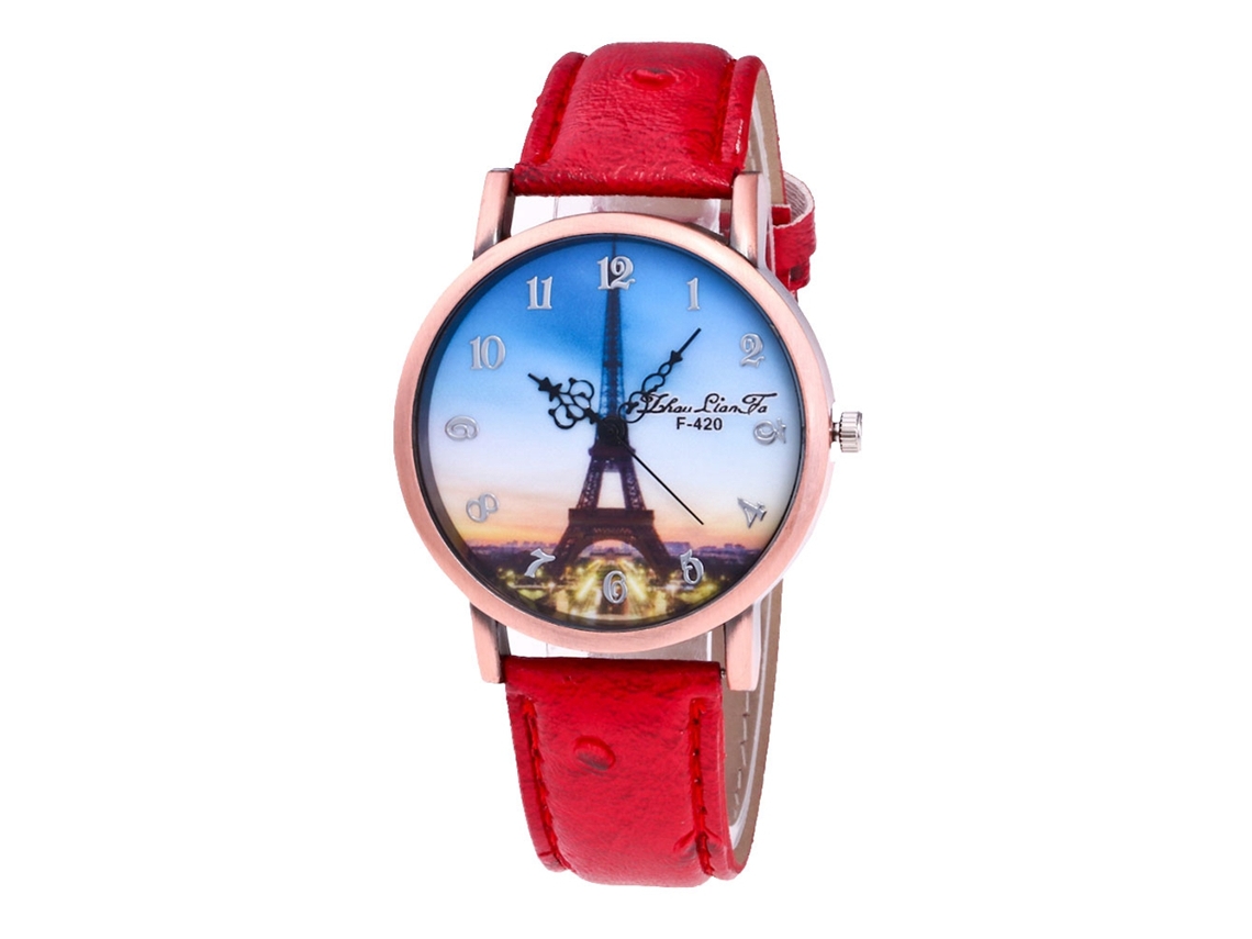 Reloj De Pulsera De Cuarzo Ochstin Con Correa De Cuero Y Esfera Redonda (círculo Rojo)