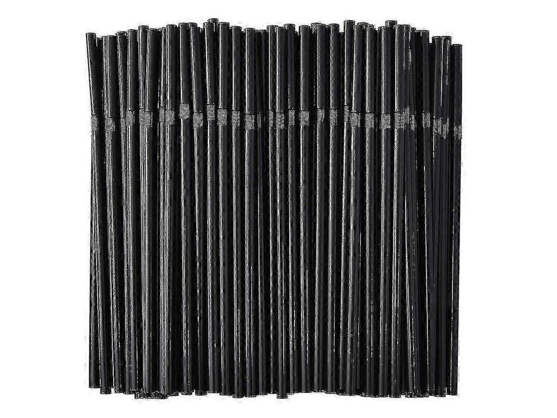 Pajitas Flexibles Desechables De Plástico Negro, 500/200/100 Unidades, Para Fiestas Y Uso Diario.
