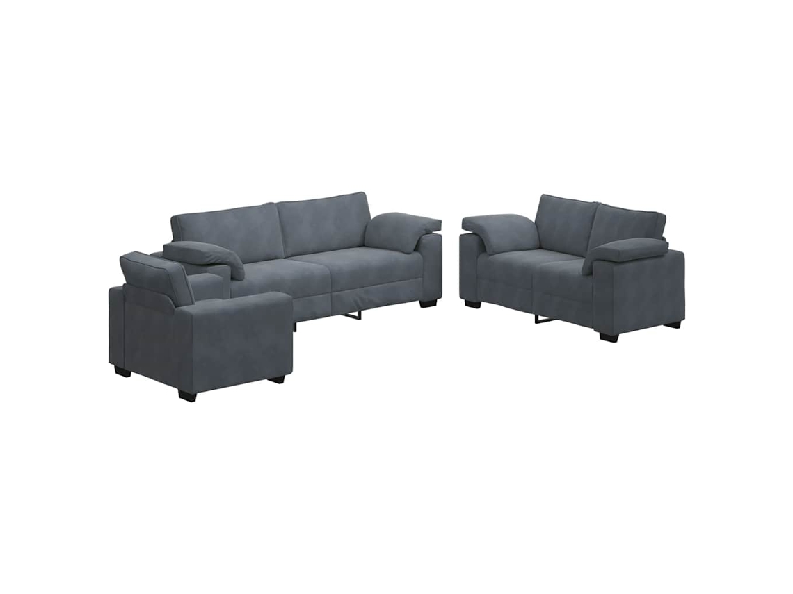 Maison Exclusive - Juego De Sofás Con Cojines 3 Piezas Terciopelo Gris Oscuro