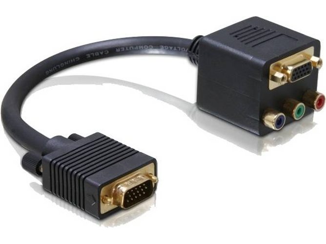Cable Interfaz DELOCK Adapter VGA to VGA + 3x Cinch