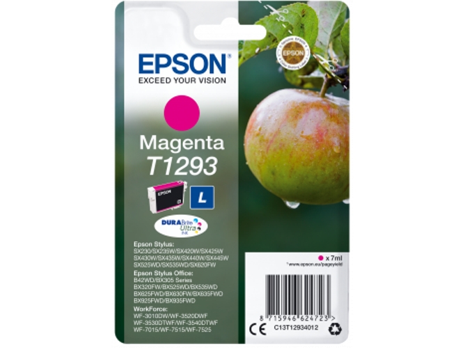 Cartucho de tinta original EPSON T1293, Manzana 7 ml , Magenta, C13T12934012