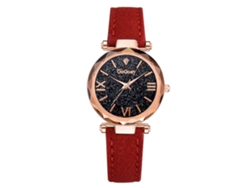Reloj De Pulsera De Cuarzo Para Mujer Con Correa De Poliuretano Y Esfera Beige Con Diseño De Cielo Estrellado.