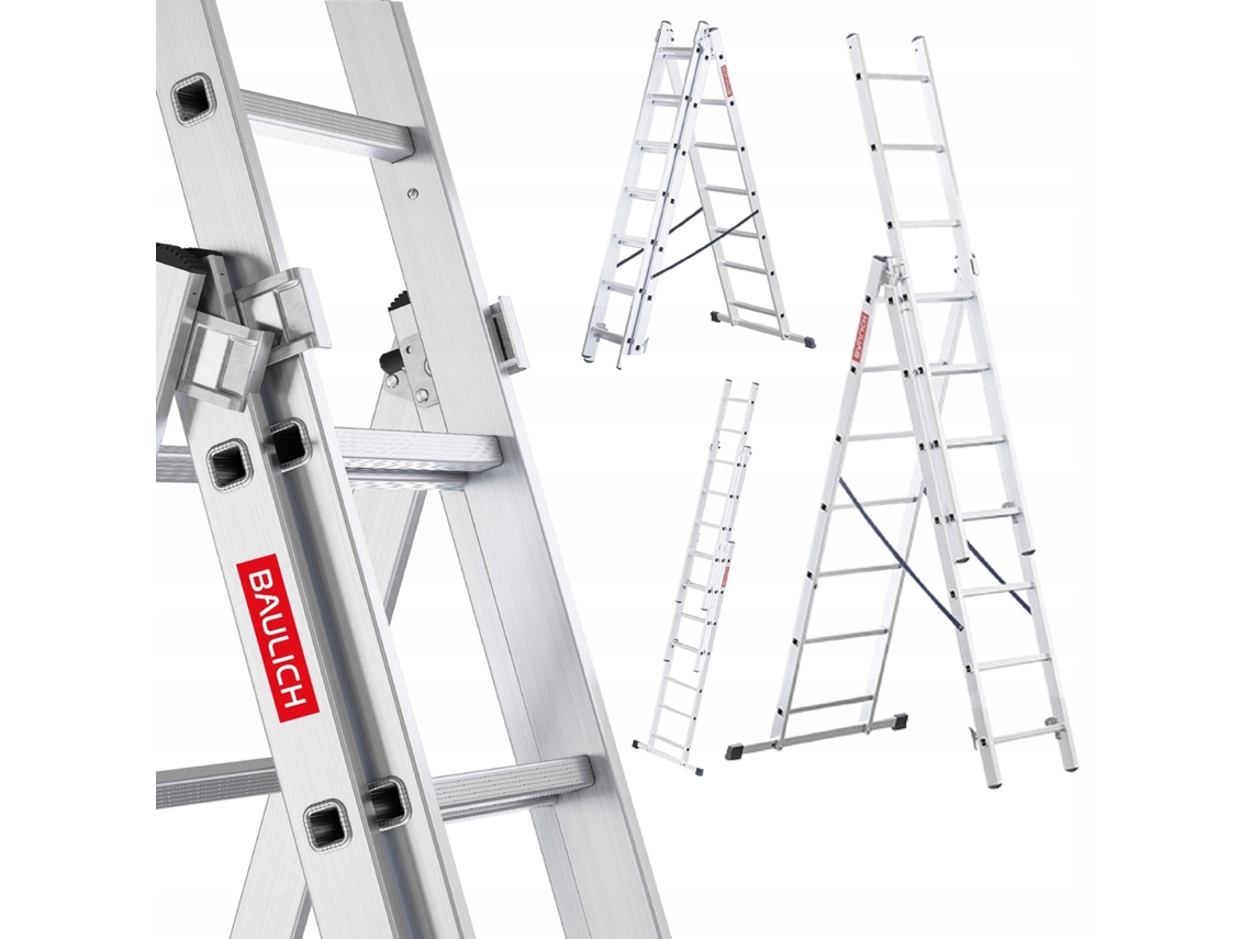 Escalera Aluminio 3x7 Multifuncional Universal 150 Kg Baulich