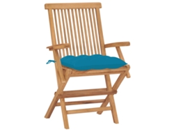Juego de 2 sillas de jardín con cojines, teca maciza, azul claro, EXCLUSIVA MAISON