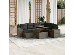 Conjunto de sofás de jardín de 8 piezas DKD Home Decor con cojines de mimbre gris