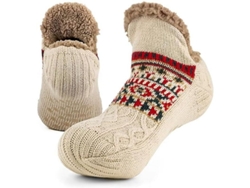 2026-calcetines De Pantufa Unisex Con Suela Antideslizante Forro De Felpa Abrillantador Ideal Para Invierno Regalo De Navidad Talla L 43-45