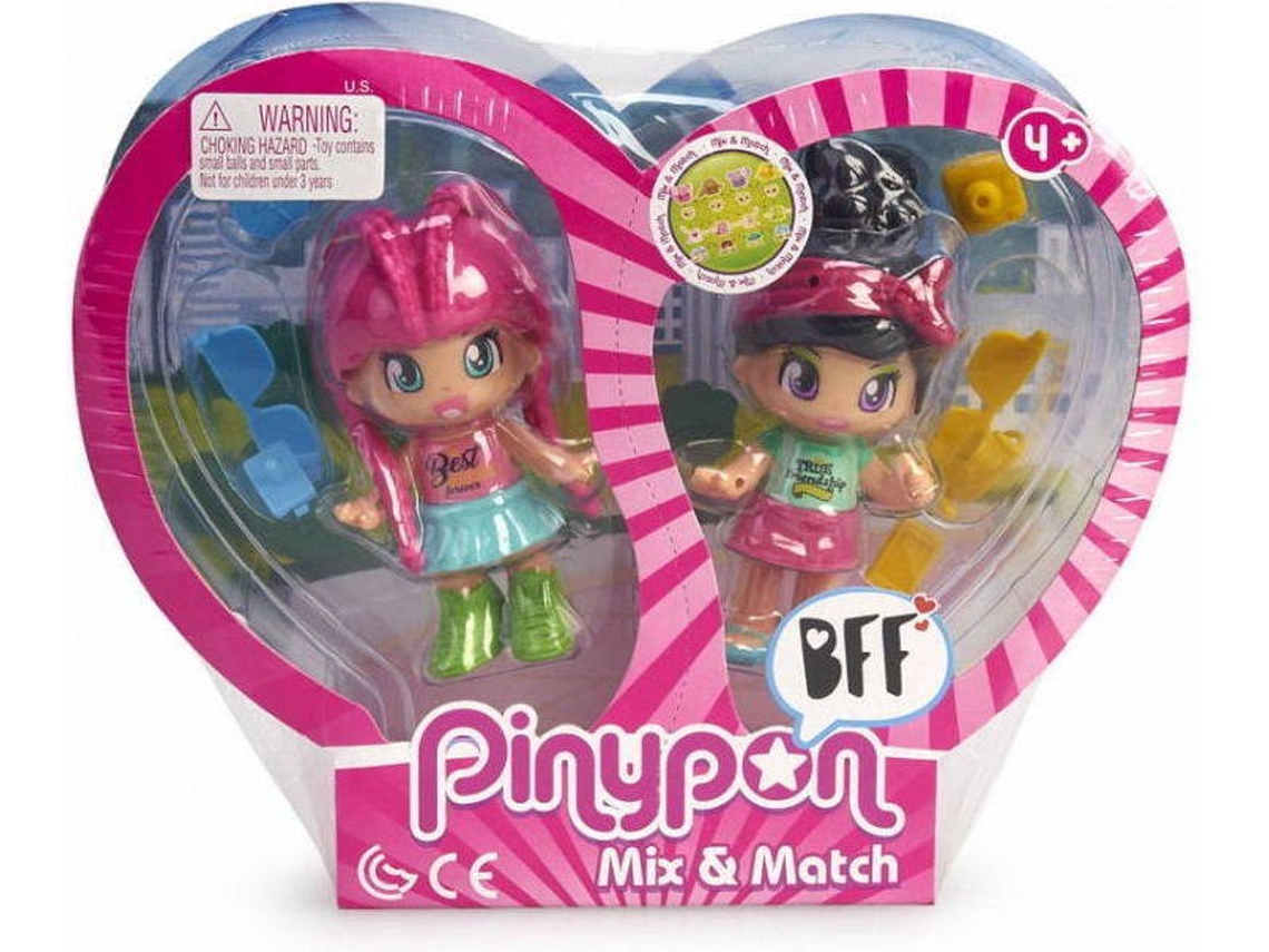 Muñeca FAMOSA Pinypon - Pack 2 Best Friends Chica Pelo Rosa Y Pelo Negro