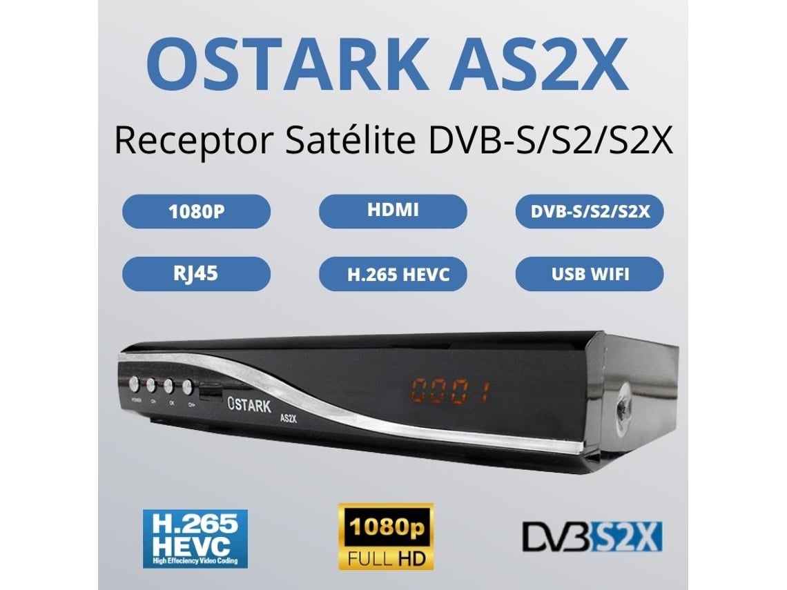 Ostark AS2X Receptor satélite DVB S2/S2x Full HD 1080p H OSTARK