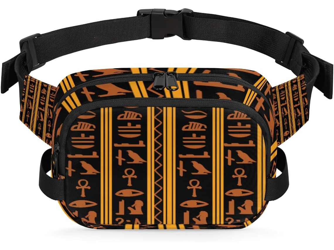 Riñonera del Antiguo Egipto con jeroglíficos para mujer, 22,8 x 6,3 x 15,5 cm, diseño personalizable, impermeable, de alta calidad.