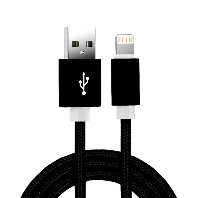 Cable De Carga Usb Trenzado De Nailon Metálico (negro, 3 M) Para Iphone, Compatible Con Carga Rápida.