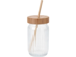 WELL HOME - Vaso de cristal con tapa de bambú de 500ml