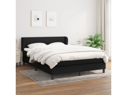 Cama Box Spring Con Colchón Tela Negro 140x200 Cm