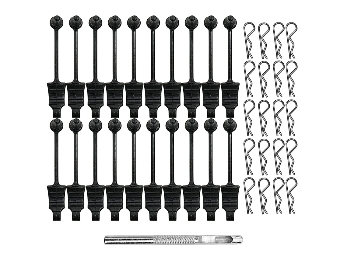 Clips Plateados De Goma + Perforador 20pcs Clip Carrocería Coche Rc Carcasa Hebilla Bloqueo Fija Perforador 1/12 1/14 1/16 Accesorios Repuesto
