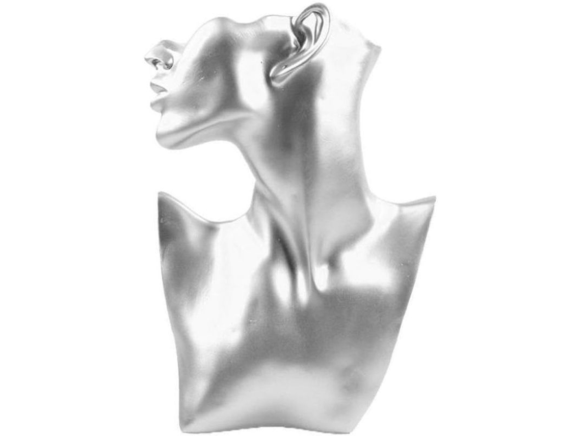 Soporte De Resina Para Exhibir Collares Y Pendientes, 28 Cm De Alto, Color Plata.