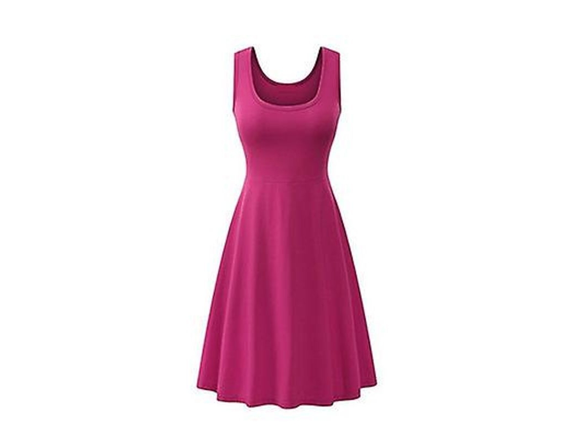 2026-vestido De Verano Para Mujer Sexy Sin Mangas Cuello Cuadrado Solido A-line Cintura Alta Casual Rojo Talla 18-35 Años