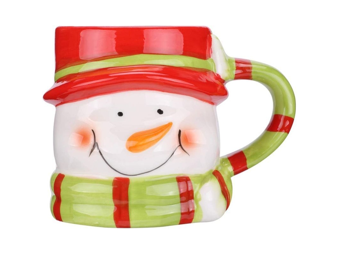 Taza De Cerámica De Muñeco De Nieve Navideña 401-500ml Regalo Para Familia Y Amigos
