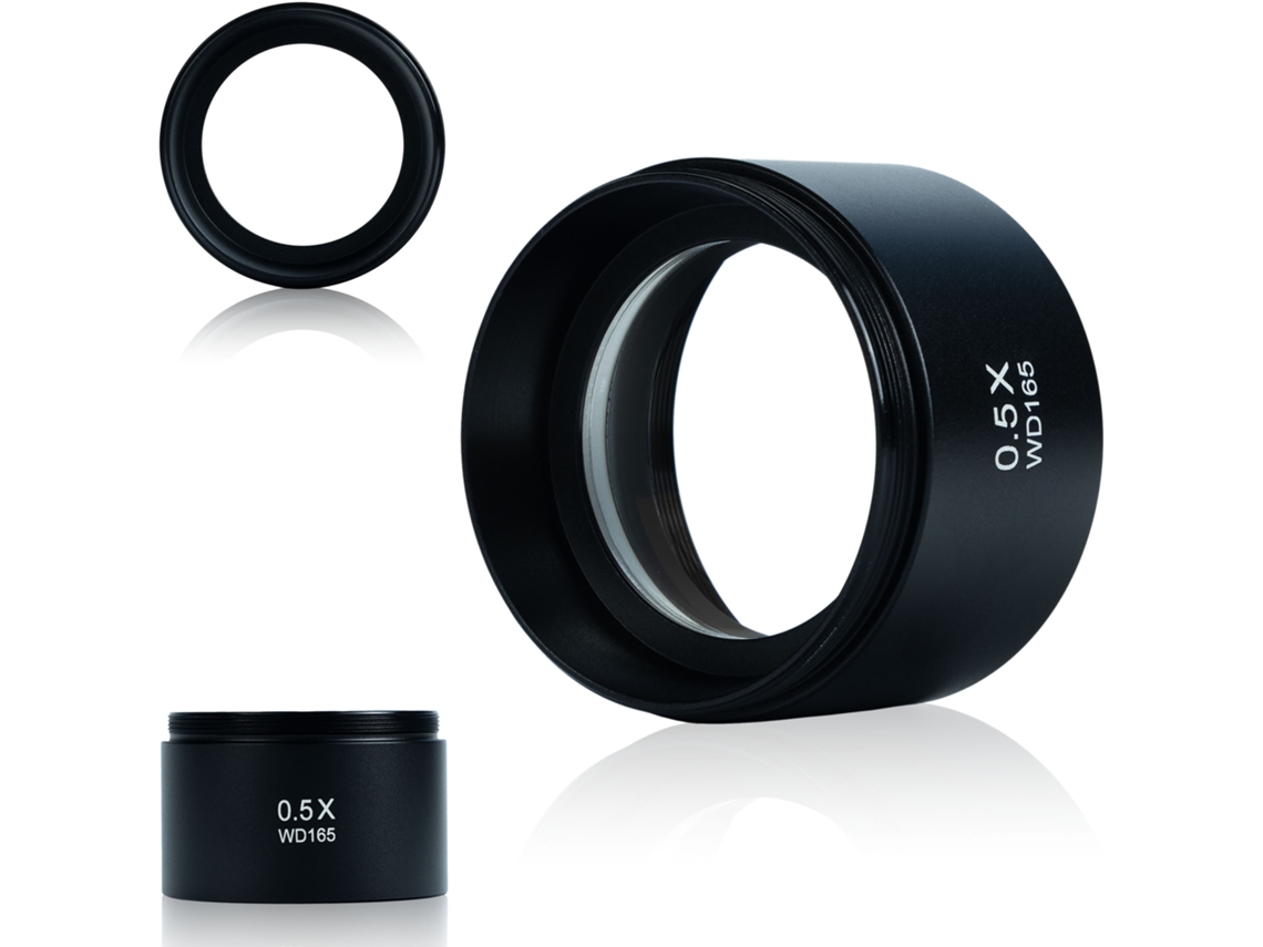 Lente de microscopio estereoscópico de 0,5x – Aumento de 0,5x | Distancia de trabajo: 165 mm | Alta calidad