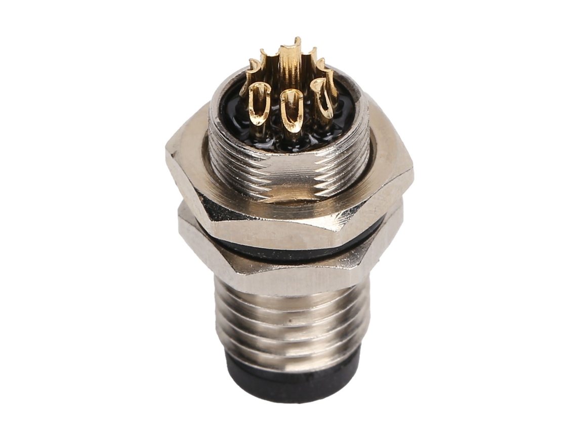 2026as-conector Plug M8 8 Pines Agua Resistente Cobre Nickelado Para Enchufe Femenino Panel Circular