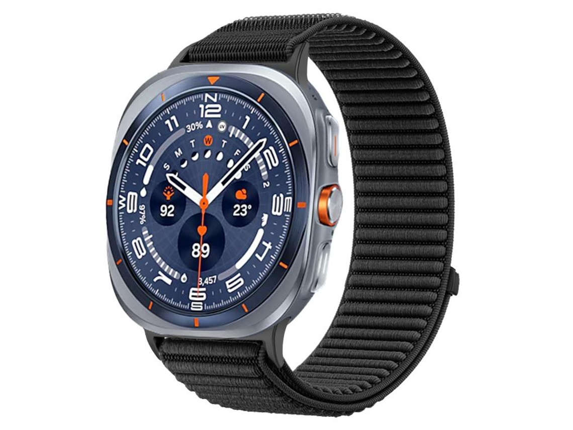 Correa de nailon ultratrenzado para Samsung Galaxy Watch con cierre de velcro y acabado metálico CSYY (47 mm)