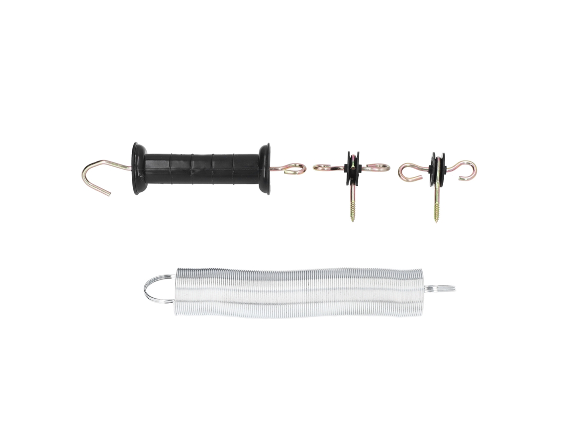 Kit De Puerta Para Cerca Eléctrica Fabricado En Hierro Y Pp Con Resorte Elástico De 5 M Para Ganado, Accesorio Con Asa Y Clavo Aislado.
