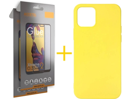Kit Funda + 2 Protectores de Pantalla Apple iPhone 11 SKYHE Full Liso (Amarillo)