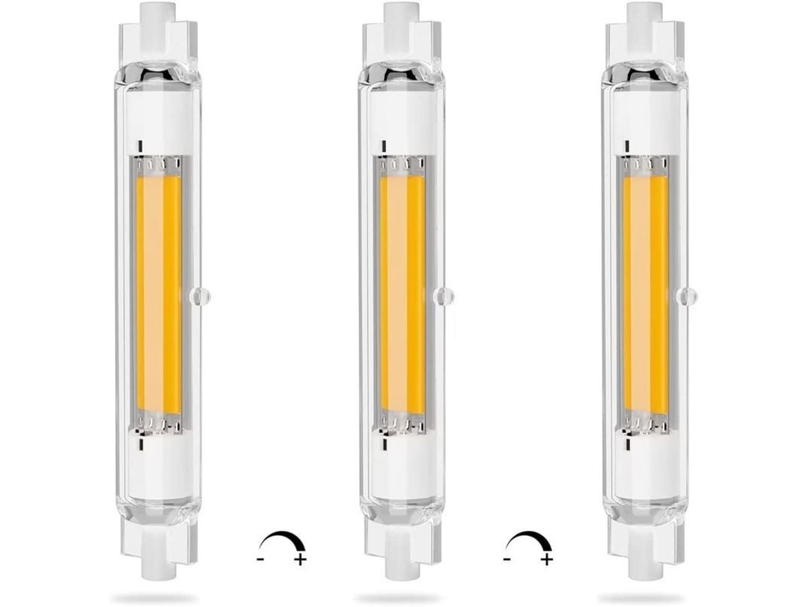 Bombilla LED regulable R7s de 118 mm, 20 W (equivalente a halógena de 200 W), 3000 K, 2000 lm, 360°, paquete de 3 | Sin marca