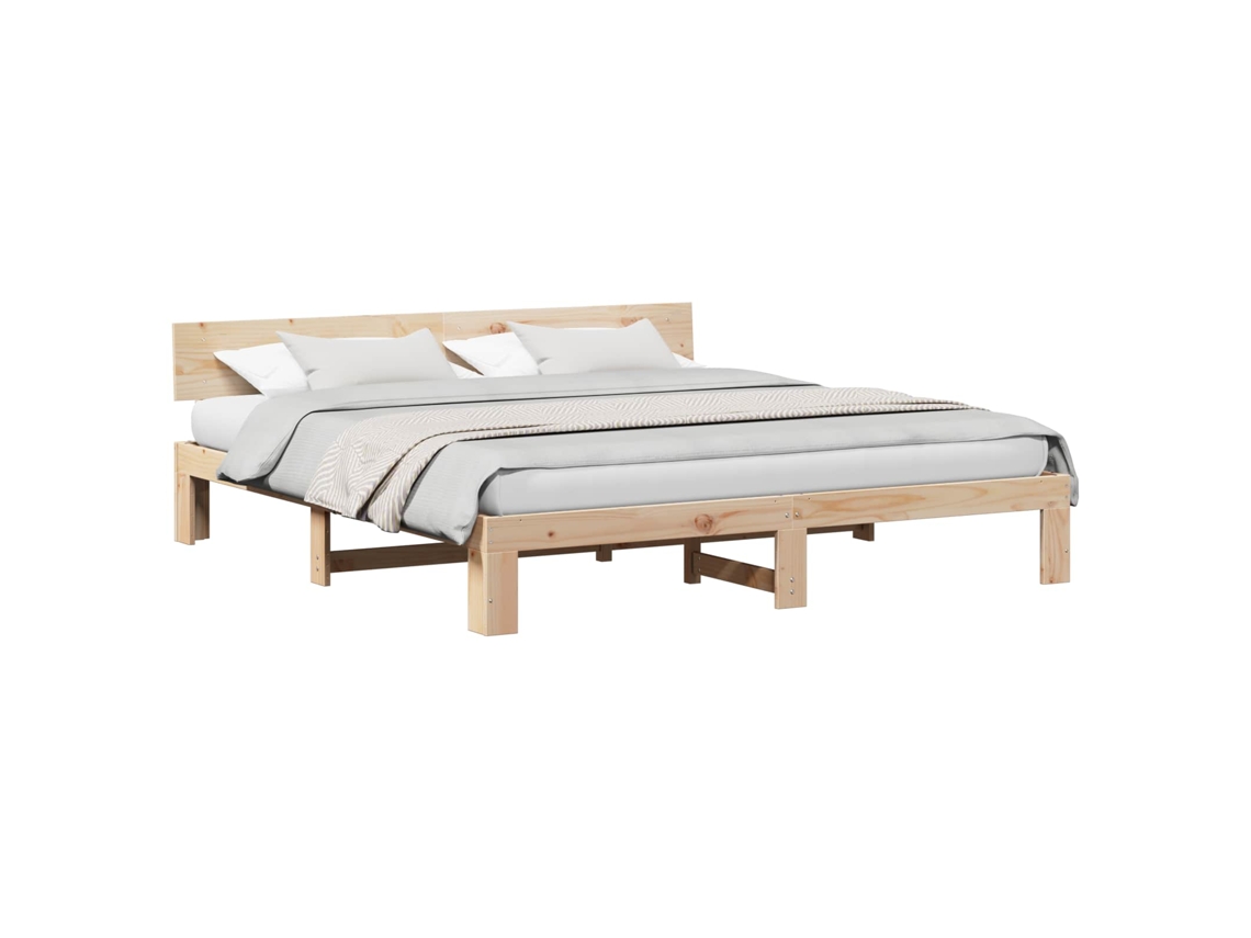 Maison Exclusive - Estructura De Cama Natural 200 X 200 Cm Madera De Pino Macizo