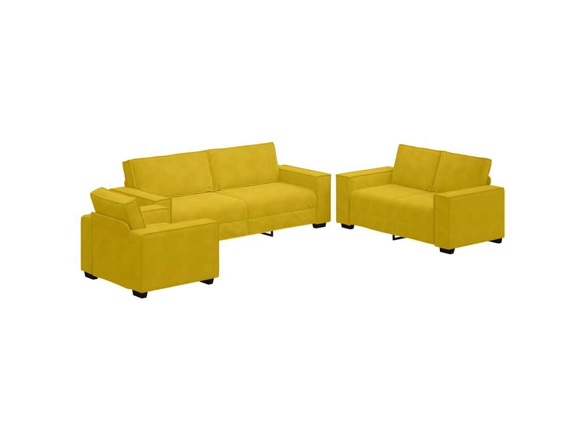Maison Exclusive - Juego De Sofás Con Cojines 3 Piezas Terciopelo Amarillo