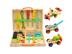 2026-35pcs Set Herramientas Madera Reparación Niños Bebé Caja Herramientas Diy Juguetes Educativos Cartoons Portátiles Multifuncionales