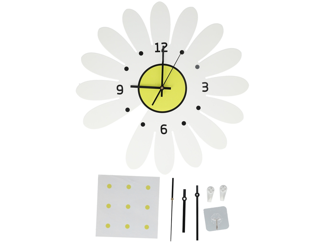 Reloj de pared moderno, sencillo y elegante con margaritas rojas, grande, blanco, para decoración del hogar Kofihety