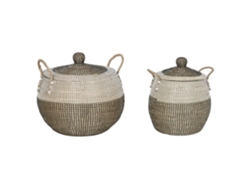 Set 2 Cesta Seagrass Blanco 45x45x48cm