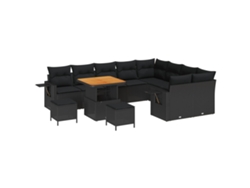 Maison Exclusive - Conjunto De Sofás De Jardín 12 Pcs Negro Ratán Sintético