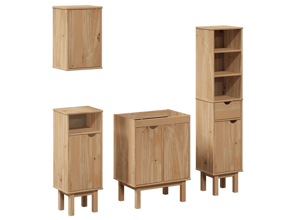 Conjunto 4 Conjunto De Muebles De Baño VIDAXL Marrón Madera de pino(90 x 38.5 x 46 cm)