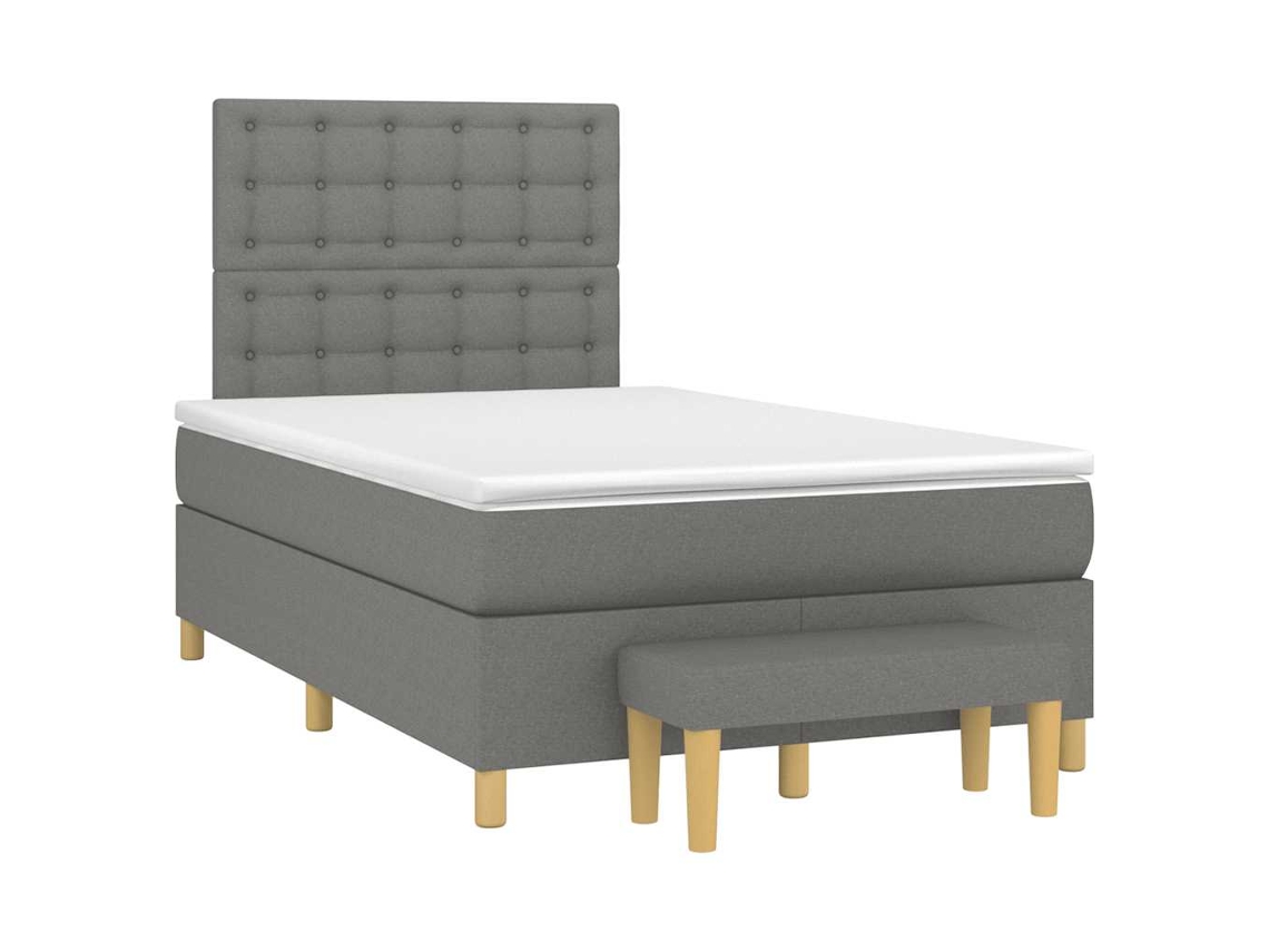 Cama Box Spring Con Colchón Tela Gris Oscuro 120x190 Cm