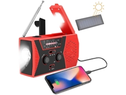 Radio solar portátil Yuysan Hy018, AM/FM/NOAA, con linterna LED, batería de 2000 mAh, color rojo