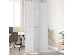 Biombo Separador De 3 Paneles Madera Maciza Paulownia Blanco