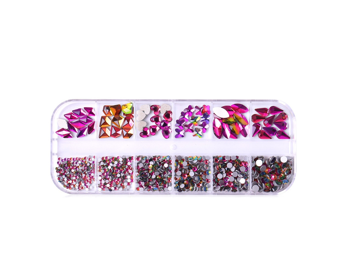 Caja de 12 divisores con forma de manicura, taladro de fondo plano para decoración de uñas NEVEANCE