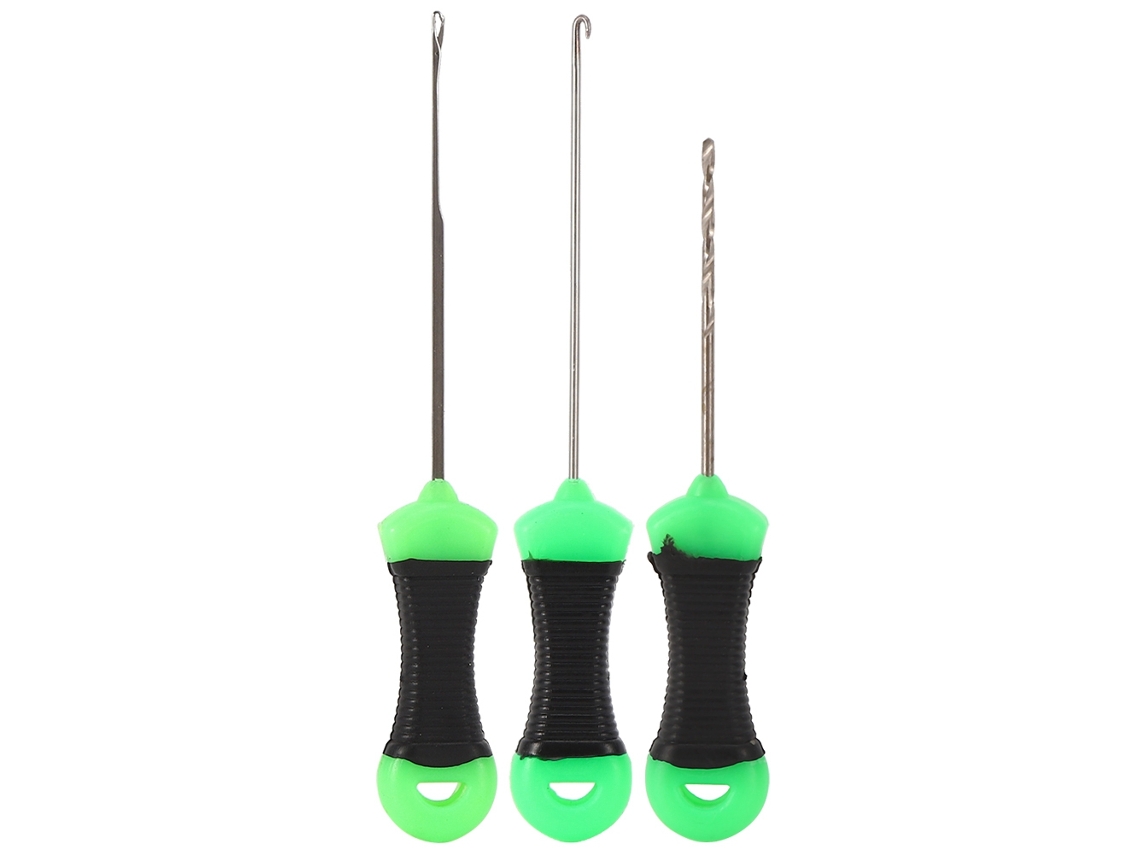 Danu26-3 Piezas Aguja De Cebo Para Pesca De Carpa Acero Inoxidable Mango Redondo Plástico Verde Negro