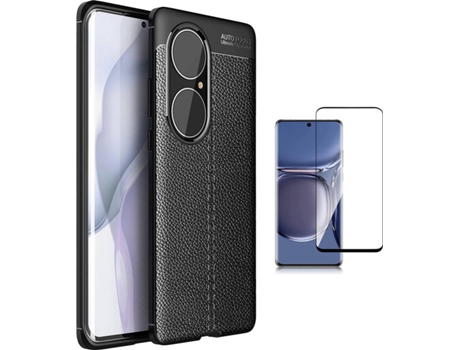 Kit Carcasa + Protector de Pantalla Huawei P50 Pro Rugged Leather Negro