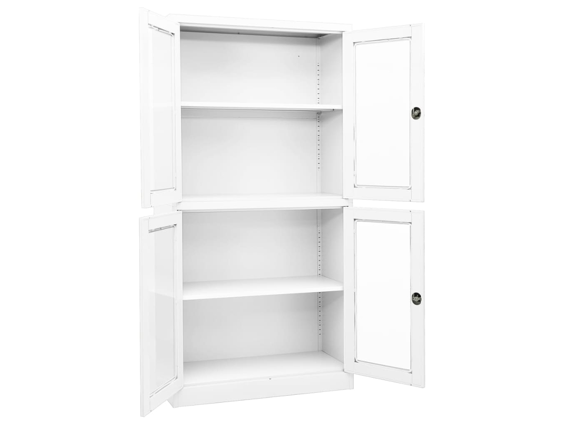 Maison Exclusive - Armario de oficina 90x40x180 cm Cristal templado/Acero blanco