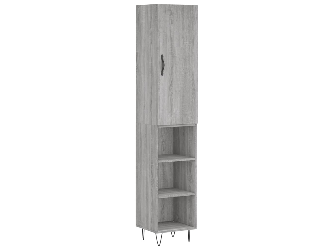 Armario alto, madera procesada, gris Sonoma, 34,5 x 34 x 180 cm, MAISON EXCLUSIVE