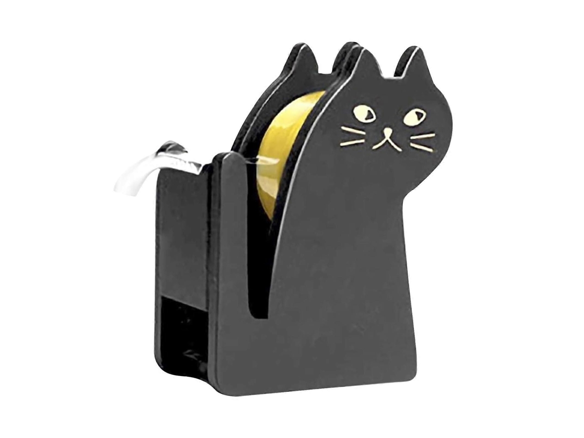 Dispensador de cinta adhesiva de mesa con forma de gato, de madera, para envolver regalos. GOKOCO