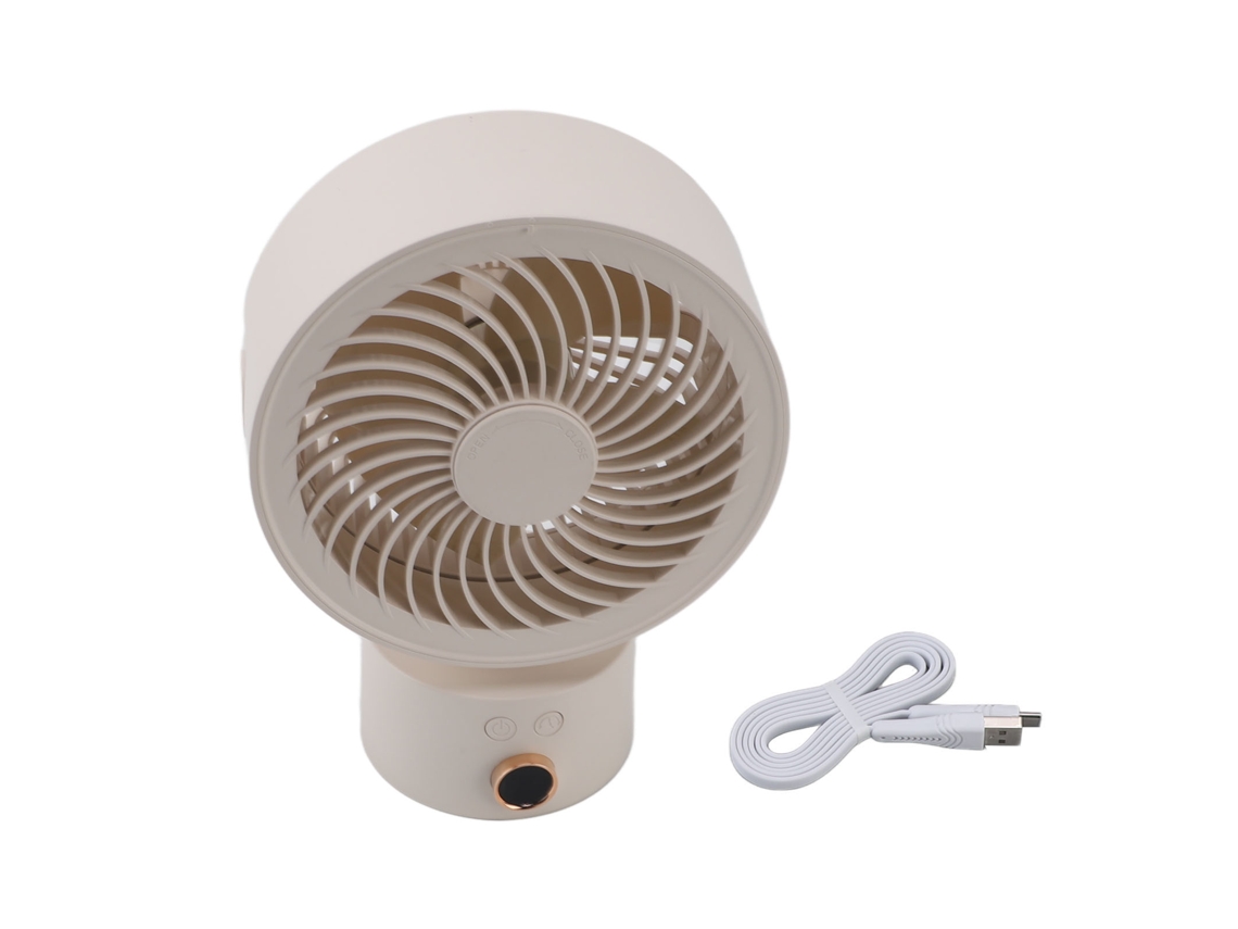 Ventilador De Mesa Portátil Recarregável Com Oscilação E Temporizador 4h Para Casa Viagem Escritório Apricot